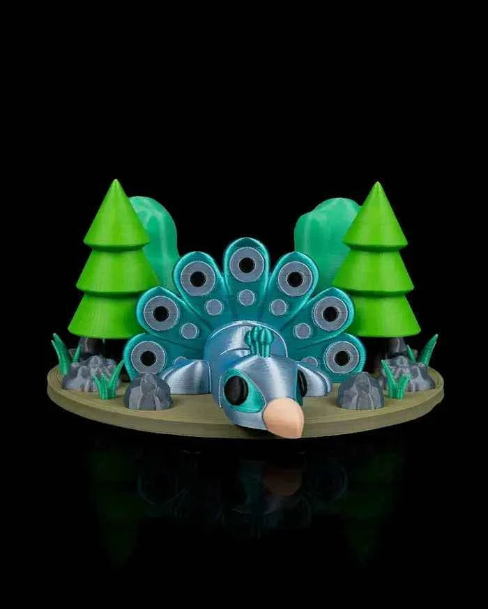 Peacock in Field Nest Figurine Nature Decor Art