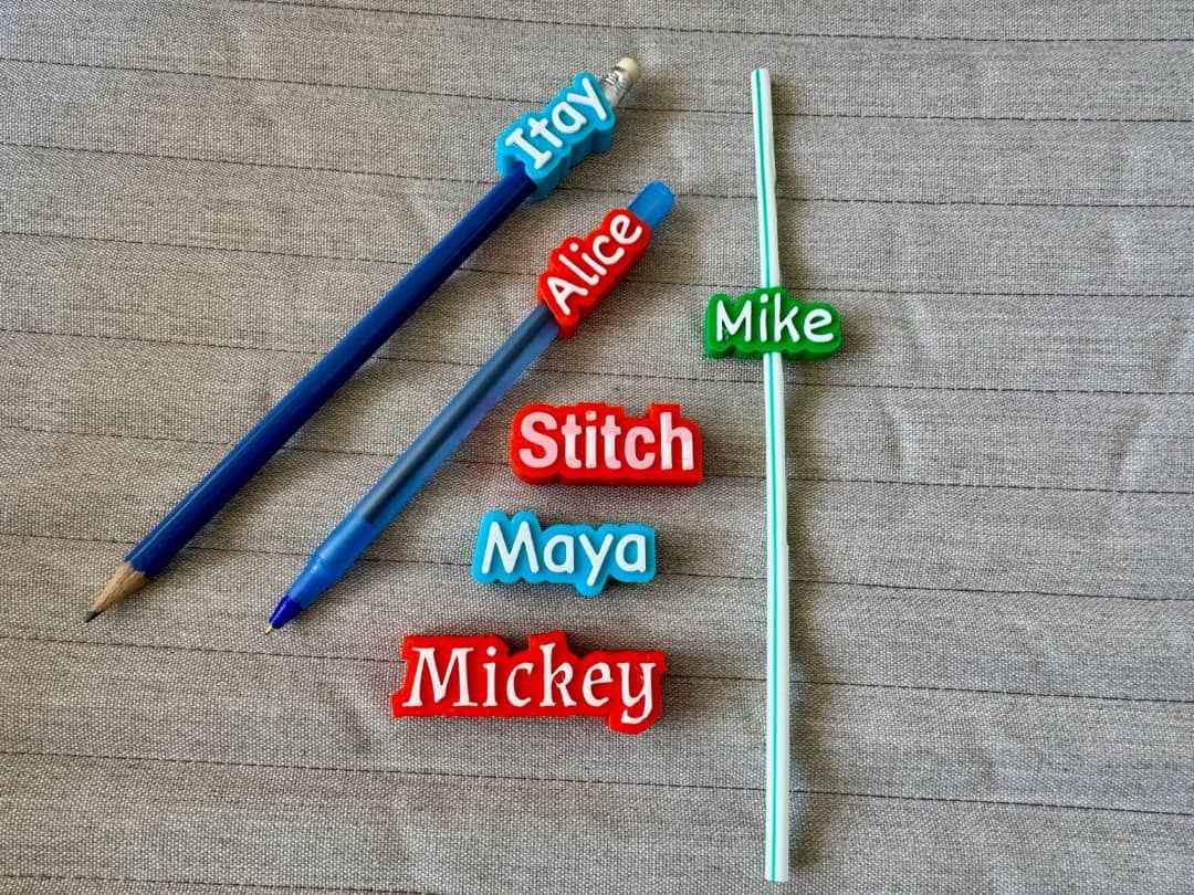 Custom Name Topper – Personalized Pencil & Straw Charm