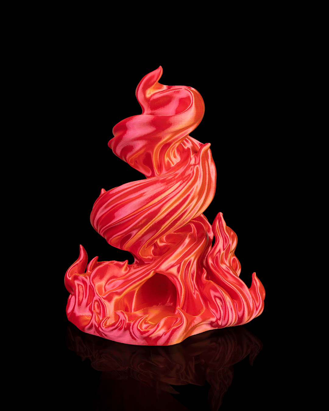 Burning Roll Dice Tower flaming spiral design