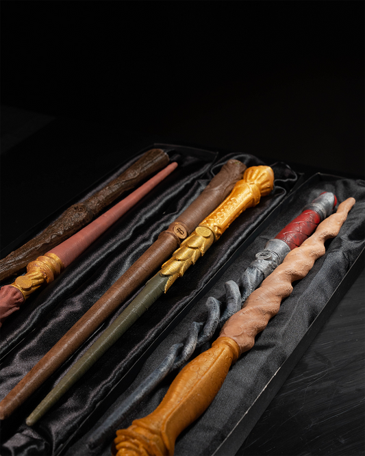 Wielders Customizable Wand collection showcasing various styles of personalized 3D printed magic prop wands.