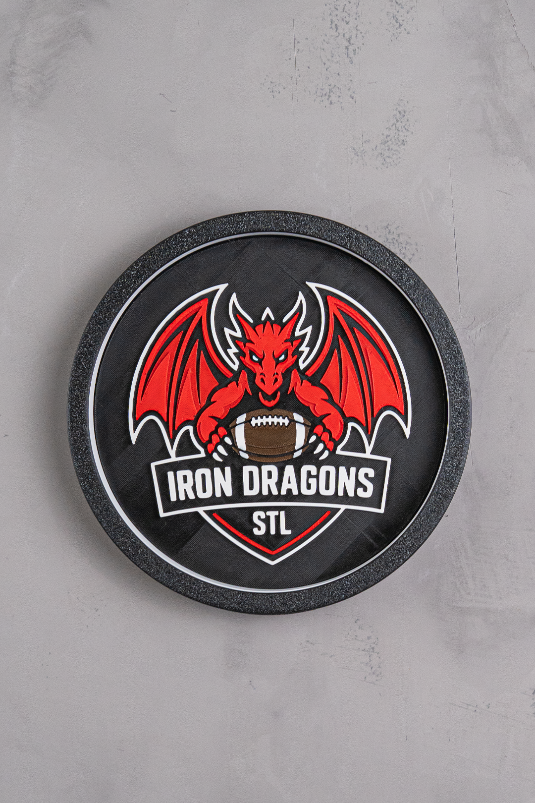 Custom Lighted Sign with Logo in a round wall frame display