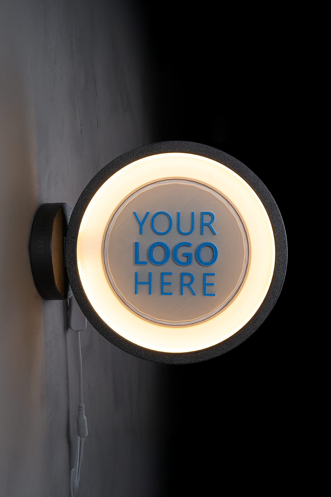 Custom Lighted Sign with Logo showcasing illuminated branding display on wall.