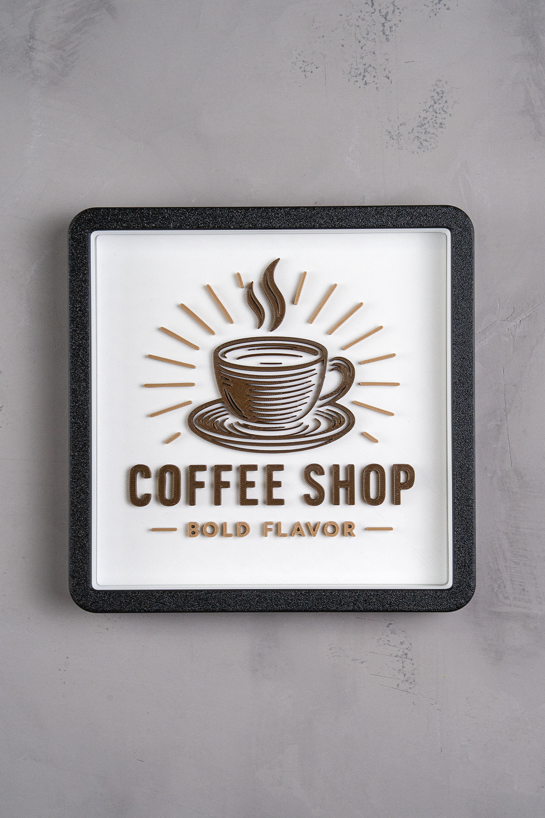Custom Lighted Sign with Logo in a round wall frame display