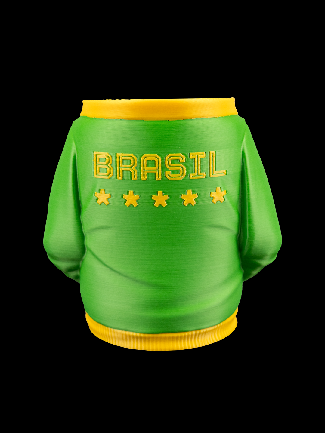 Outfit Can Holder for Business featuring a green and yellow design with Brasil logo for beverage insulation.