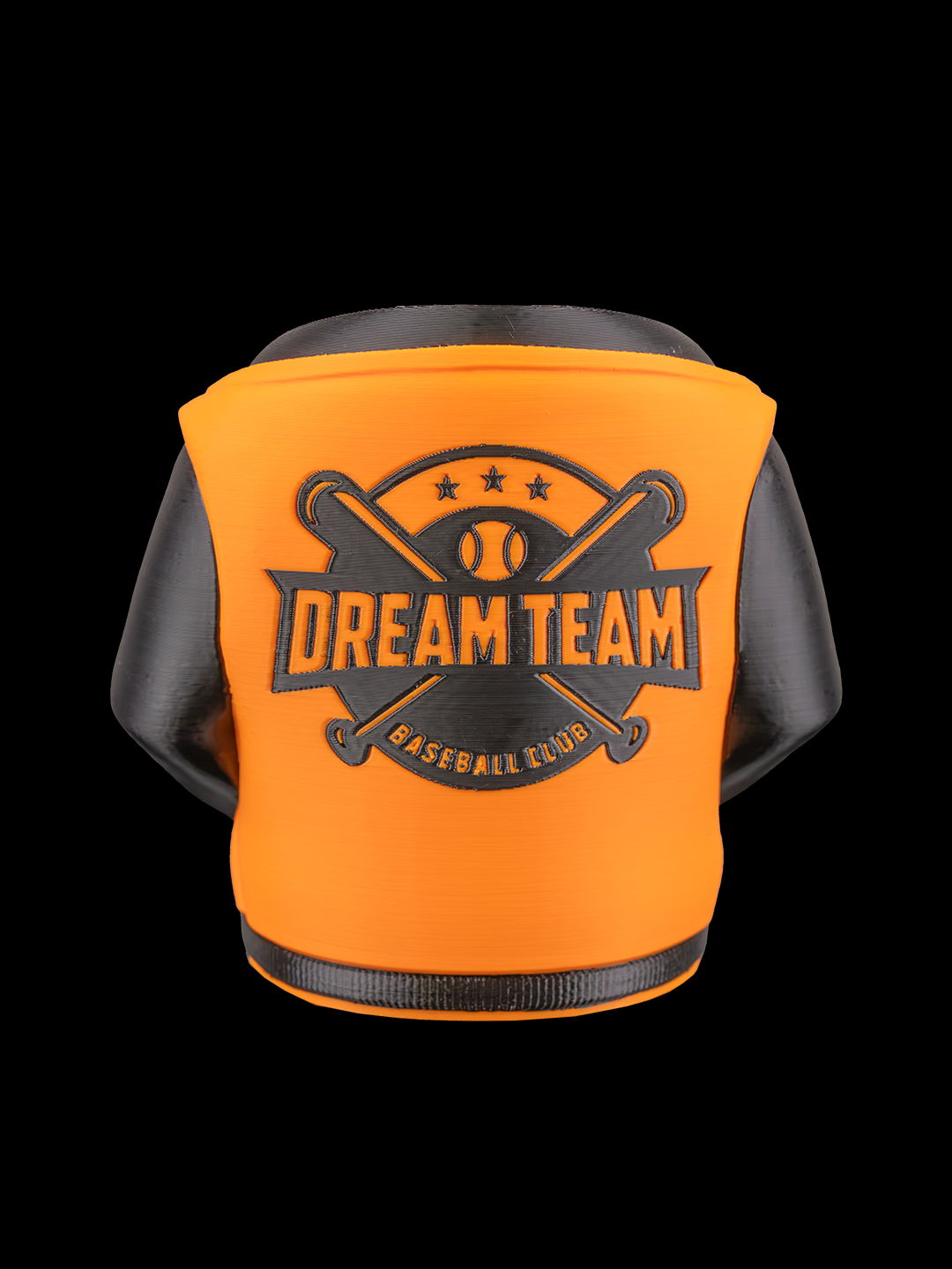 Outfit Can Holder for Business with 'DREAM TEAM BASEBALL CLUB' logo, designed for events and promotions.
